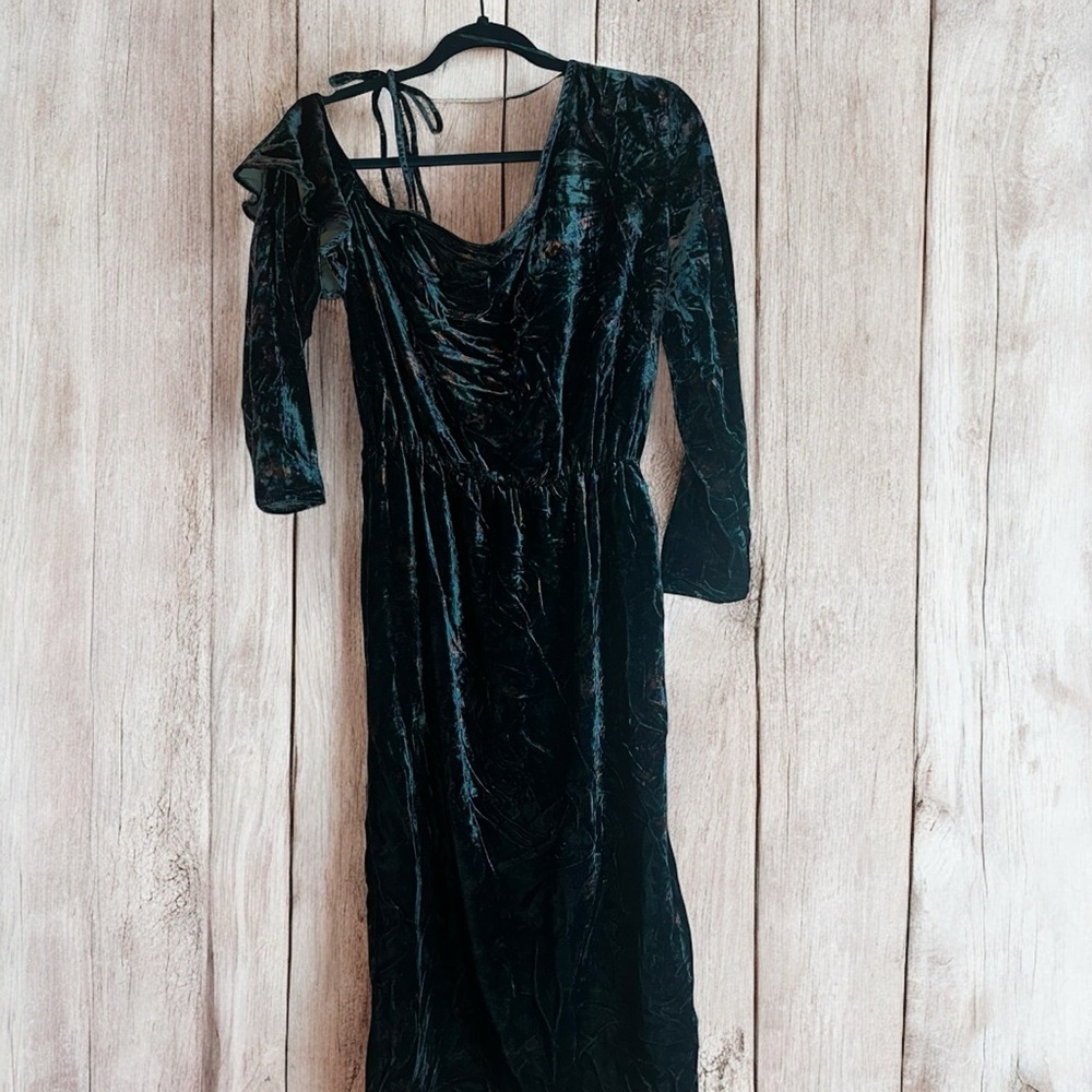 Zara trafaluc velvet floral dress one shoulder - medium (C8) - Picture 6 of 8